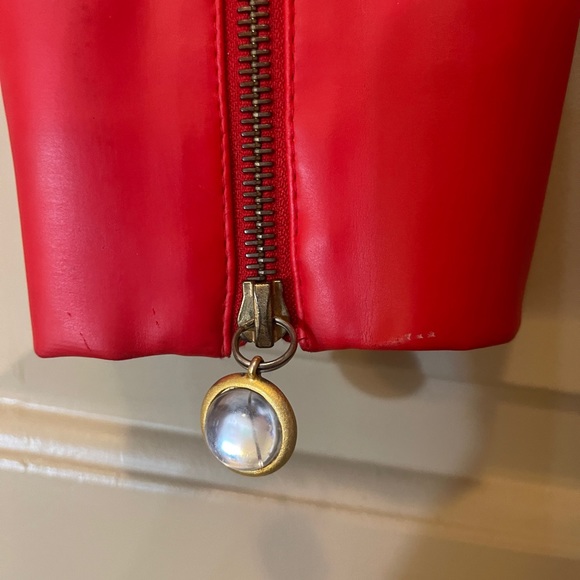 COPY - Emanuel Ungaro red leather motto jacket with crystals - Picture 6 of 8